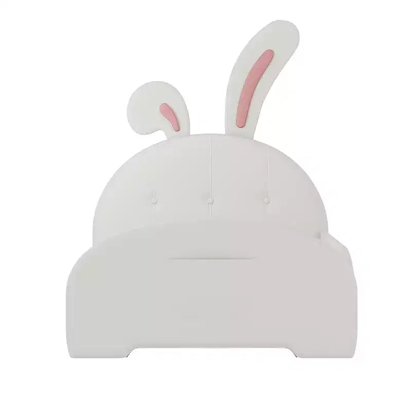 Lit de princesse lapin capitonné double, Lit plateforme avec tête de lit et pied de lit, Blanc