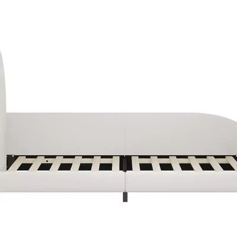 Lit de princesse lapin capitonné double, Lit plateforme avec tête de lit et pied de lit, Blanc