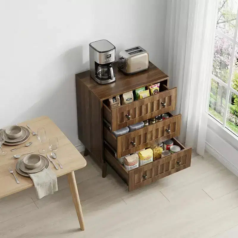 Commode moderne en bois de 24 po avec 3 tiroirs et poignées en métal