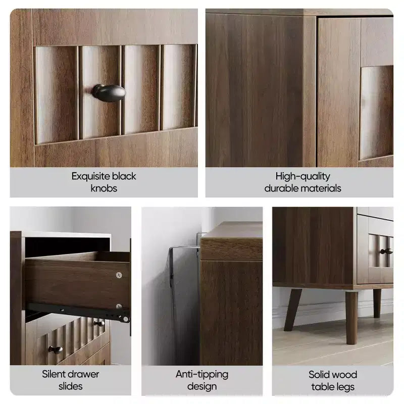 Commode moderne en bois de 24 po avec 3 tiroirs et poignées en métal