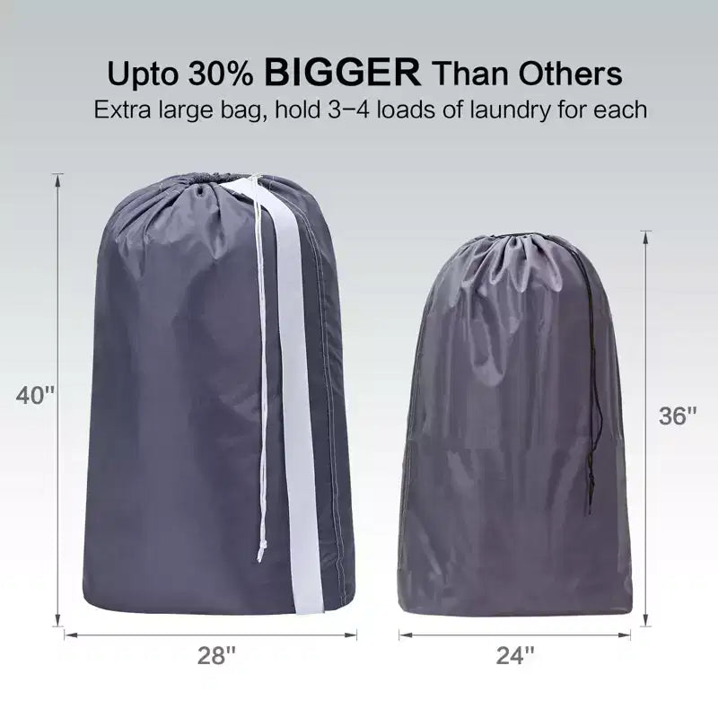 Lot de 2 grands sacs à linge en nylon XL avec sangle, organiseur de vêtements sales