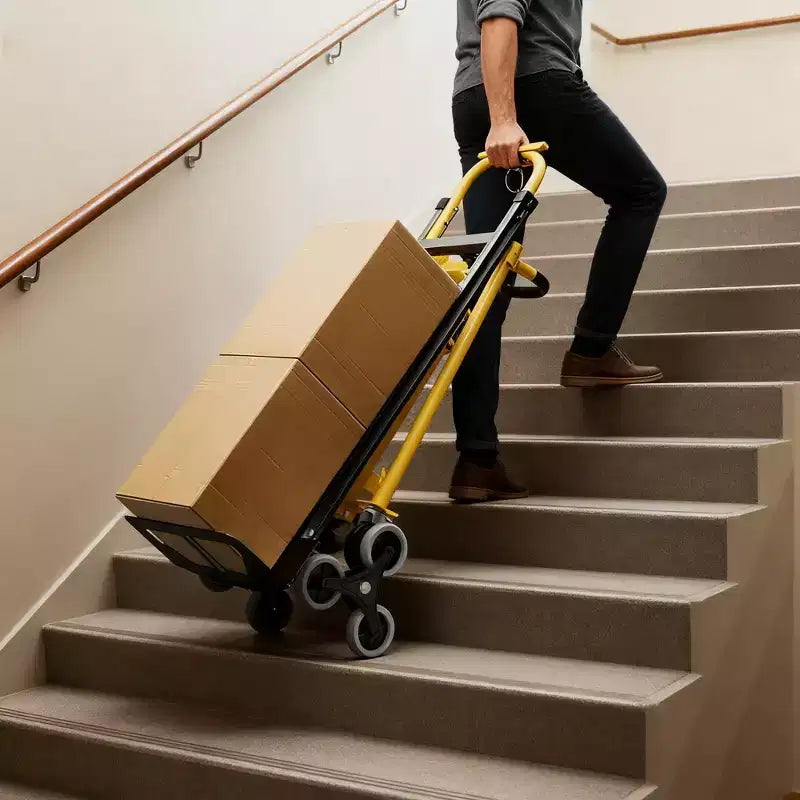 Diable monte-escalier 3 en 1, chariot plat convertible robuste avec conception pliable et sangles élastiques pour maison, bureau, entrepôt