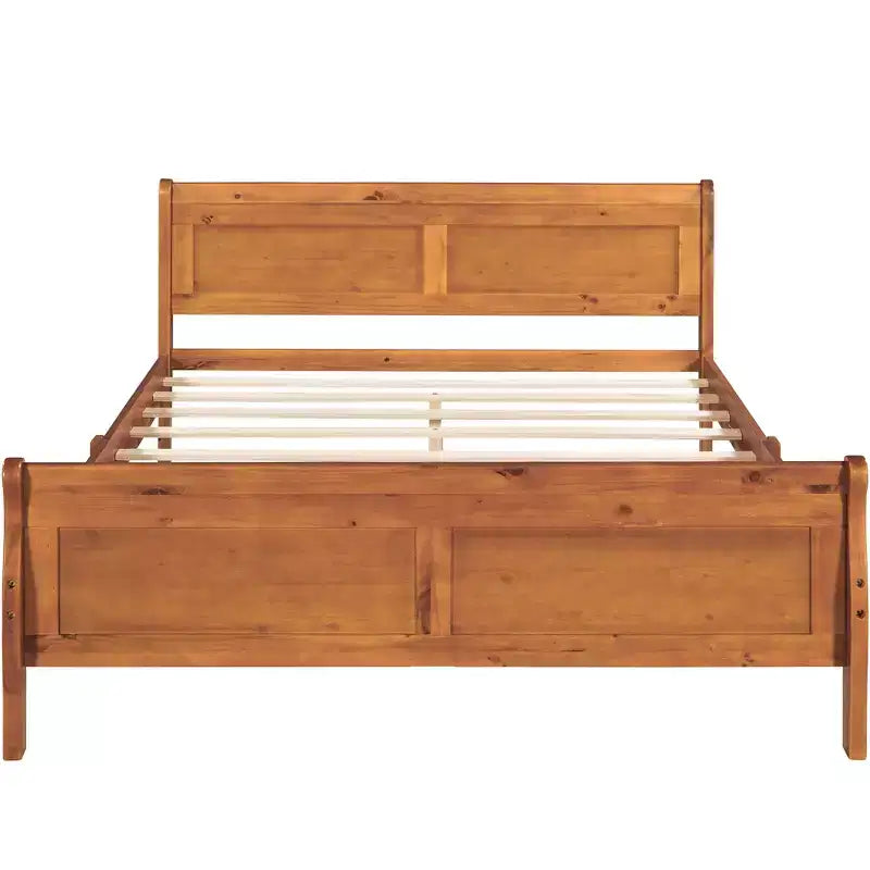 Lit plateforme en bois Queen Size avec tête de lit, montage facile, chêne