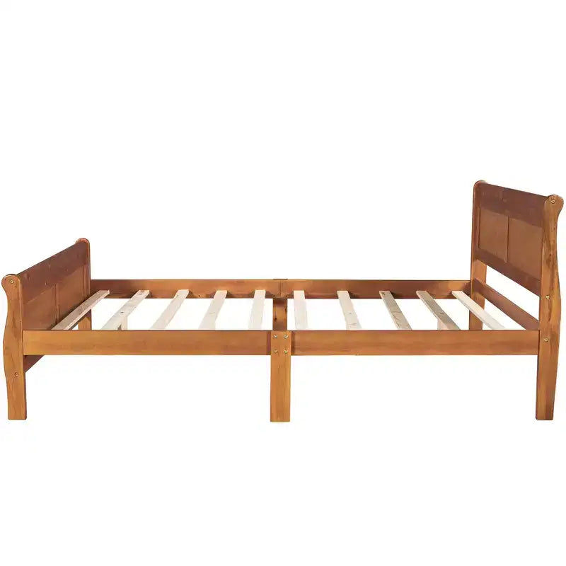 Lit plateforme en bois Queen Size avec tête de lit, montage facile, chêne