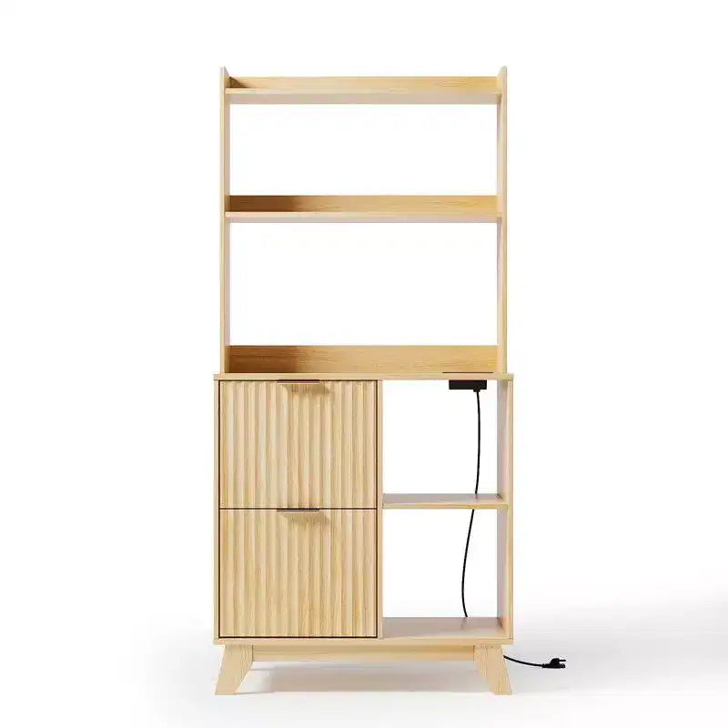 Classeur à 2 tiroirs en MDF aspect bois P2 avec étagères