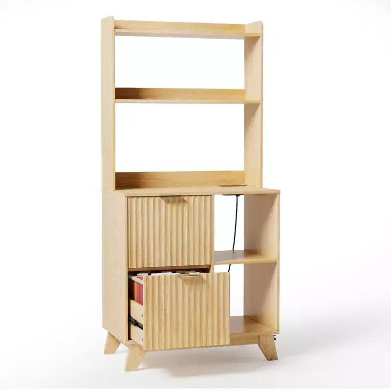 Classeur à 2 tiroirs en MDF aspect bois P2 avec étagères