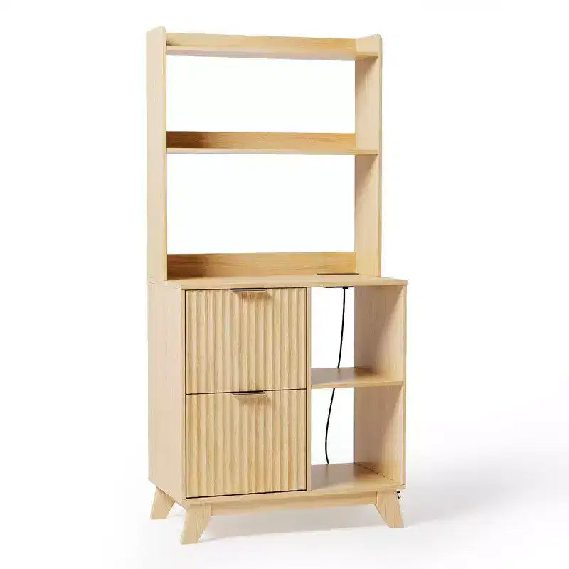 Classeur à 2 tiroirs en MDF aspect bois P2 avec étagères