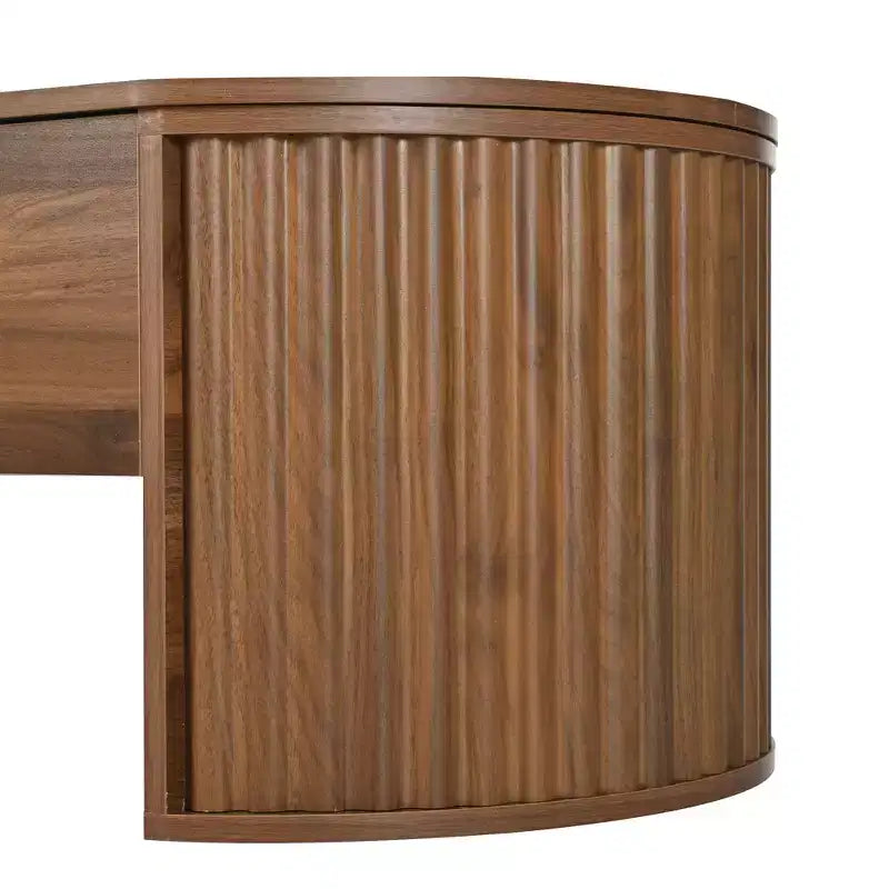 Table basse à plateau relevable de 120 cm avec compartiment caché, ovale, marron