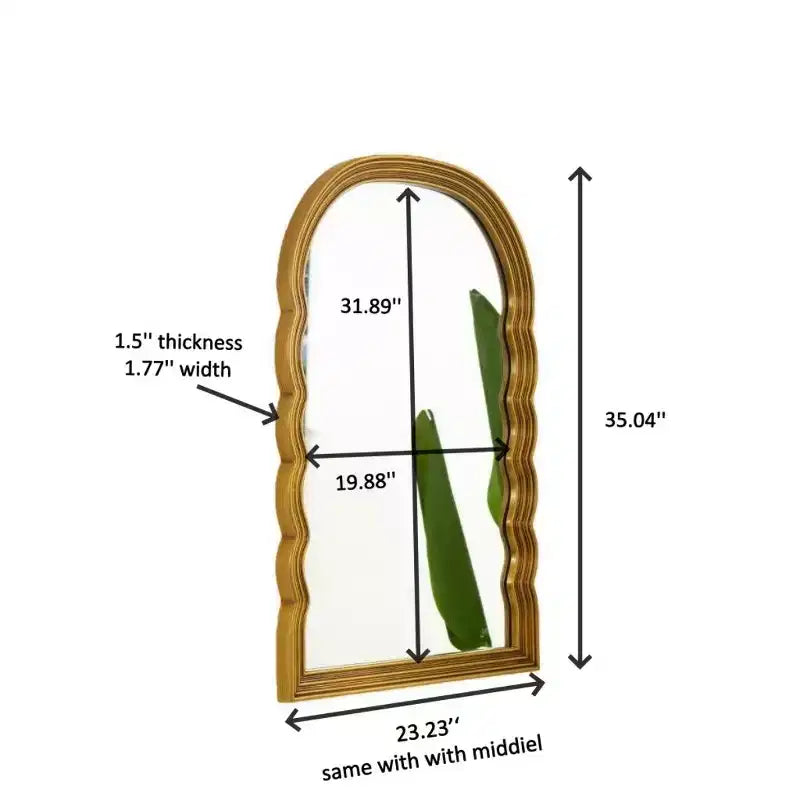 Miroir mural rétro arqué 24" avec cadre en PU festonné, 3 températures de couleur réglables, salle de bain ou chambre