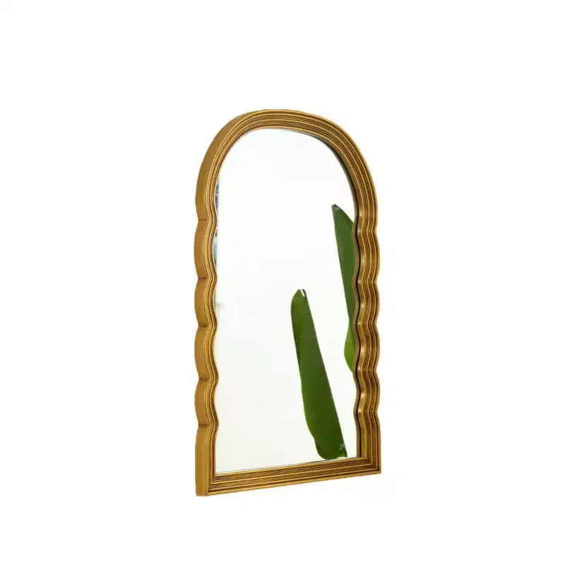 Miroir mural rétro arqué 24" avec cadre en PU festonné, 3 températures de couleur réglables, salle de bain ou chambre