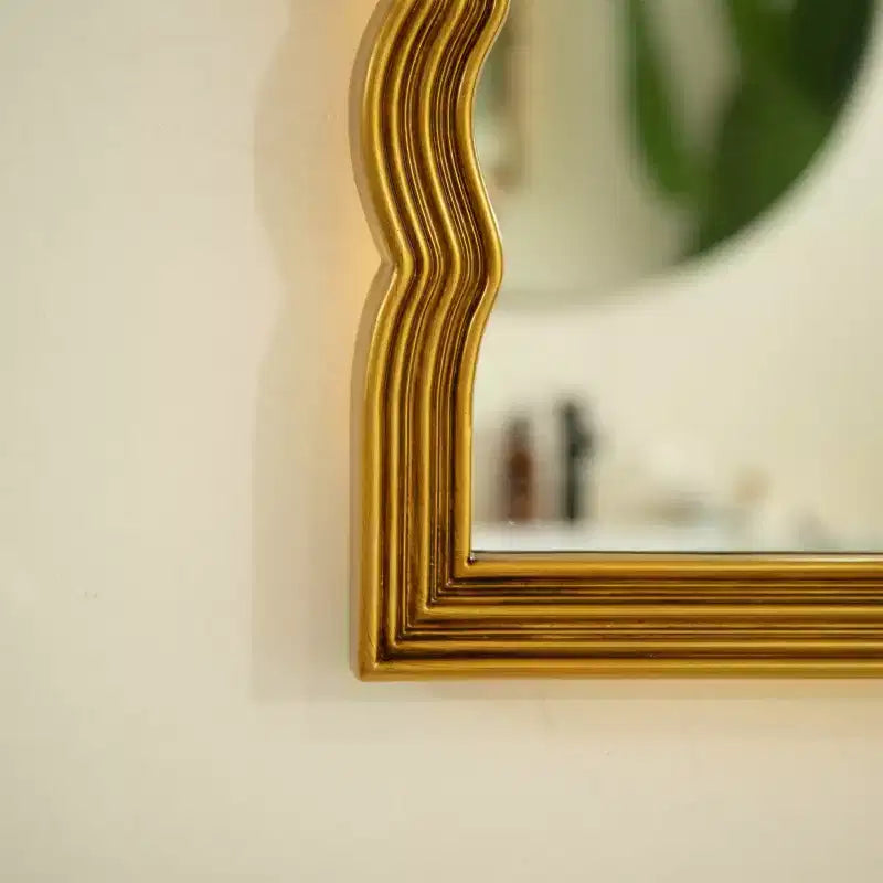 Miroir mural rétro arqué 24" avec cadre en PU festonné, 3 températures de couleur réglables, salle de bain ou chambre