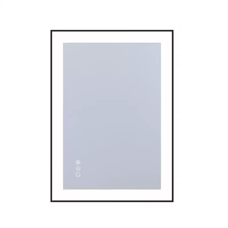 Miroir de courtoisie LED de salle de bain 20x28, anti-buée, intensité variable, 3 couleurs, verre trempé, cadre noir