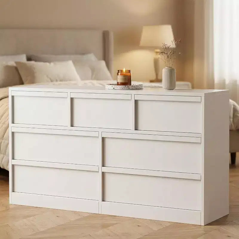 Commode de rangement à 6 tiroirs avec plateau imperméable, finition chêne naturel, pour chambre ou entrée