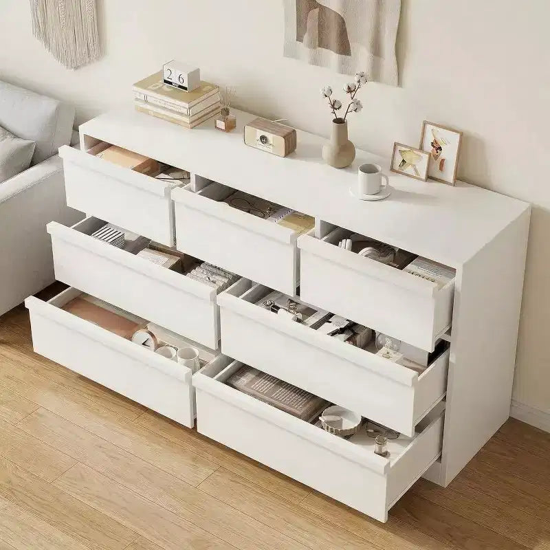 Commode de rangement à 6 tiroirs avec plateau imperméable, finition chêne naturel, pour chambre ou entrée