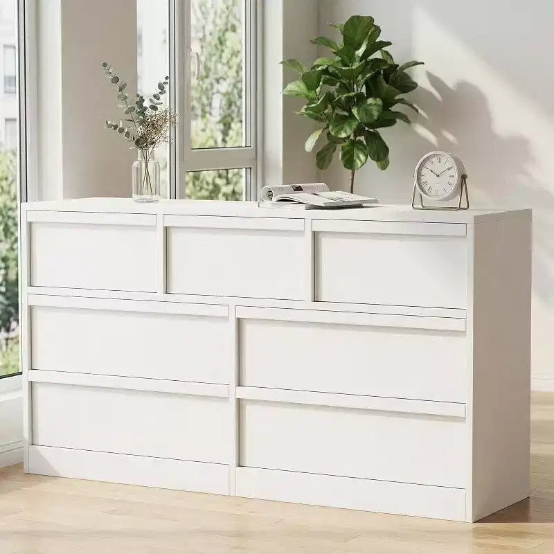 Commode de rangement à 6 tiroirs avec plateau imperméable, finition chêne naturel, pour chambre ou entrée