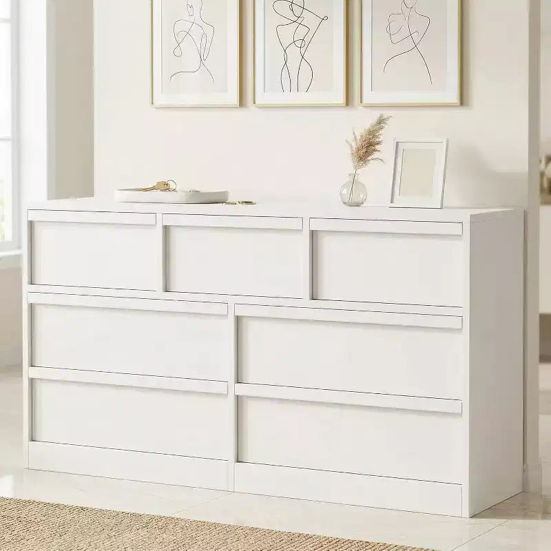 Commode de rangement à 6 tiroirs avec plateau imperméable, finition chêne naturel, pour chambre ou entrée