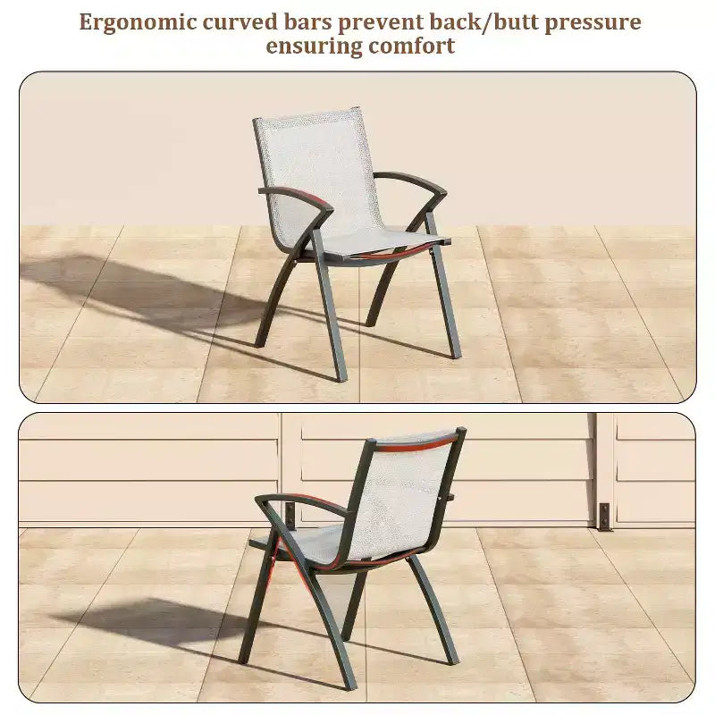 6 chaises de salle à manger modernes en aluminium pour l'extérieur, tissu textilène à séchage rapide, résistantes aux intempéries et à la rouille, sièges de patio ergonomiques de qualité commerciale