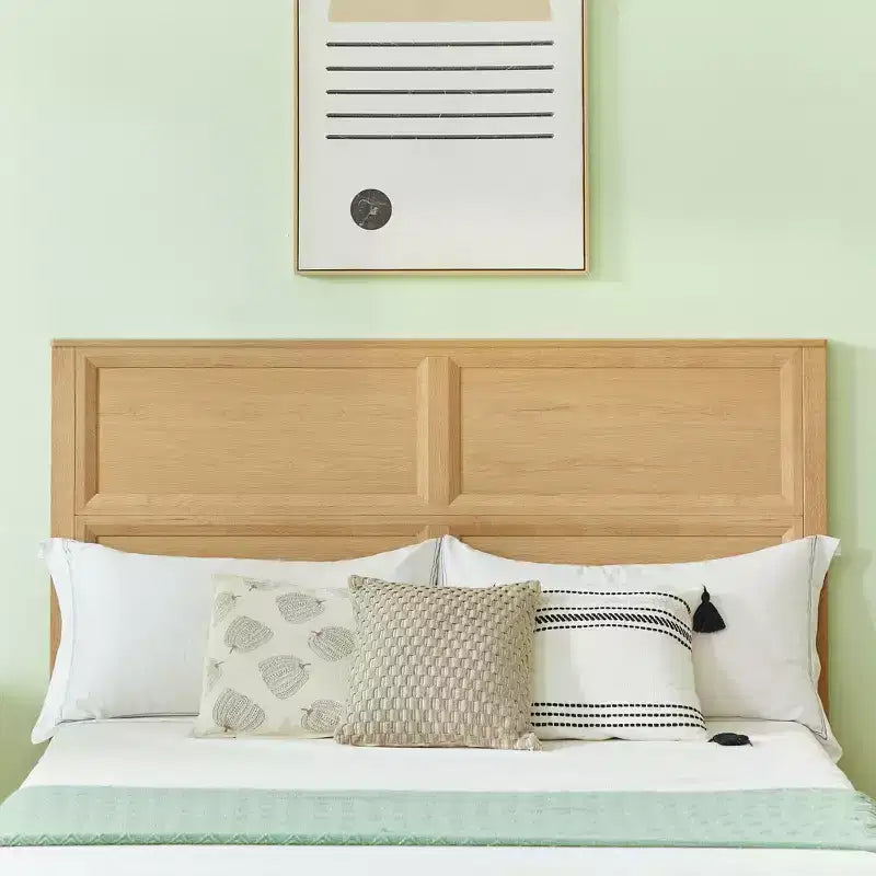 Cadre de lit moderne en bois avec tête de lit géométrique 3D et banc de rangement à 4 tiroirs