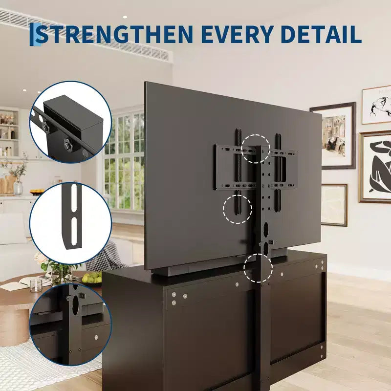 Meuble TV blanc avec support pour téléviseurs de 32 à 80 pouces, console multimédia en bois à 6 tiroirs et centre de divertissement avec support réglable en hauteur, commode TV de rangement