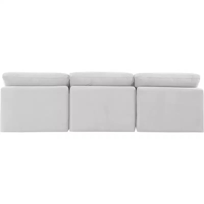 Canapé modulable 3 places en velours crème, design contemporain