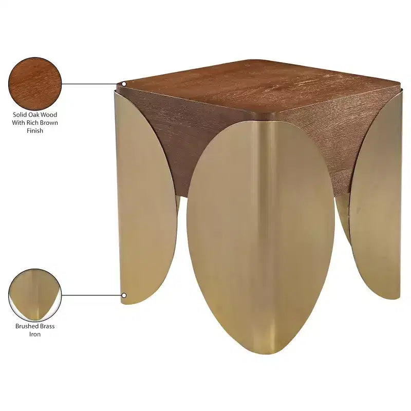Table d'appoint en chêne brun et fer, design carré Art Déco