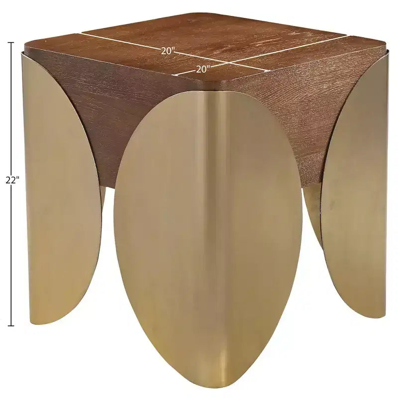 Table d'appoint en chêne brun et fer, design carré Art Déco