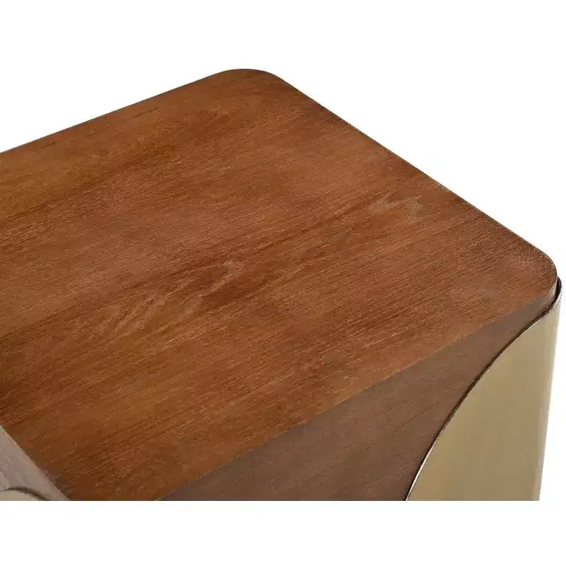 Table d'appoint en chêne brun et fer, design carré Art Déco