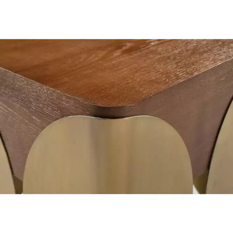 Table d'appoint en chêne brun et fer, design carré Art Déco