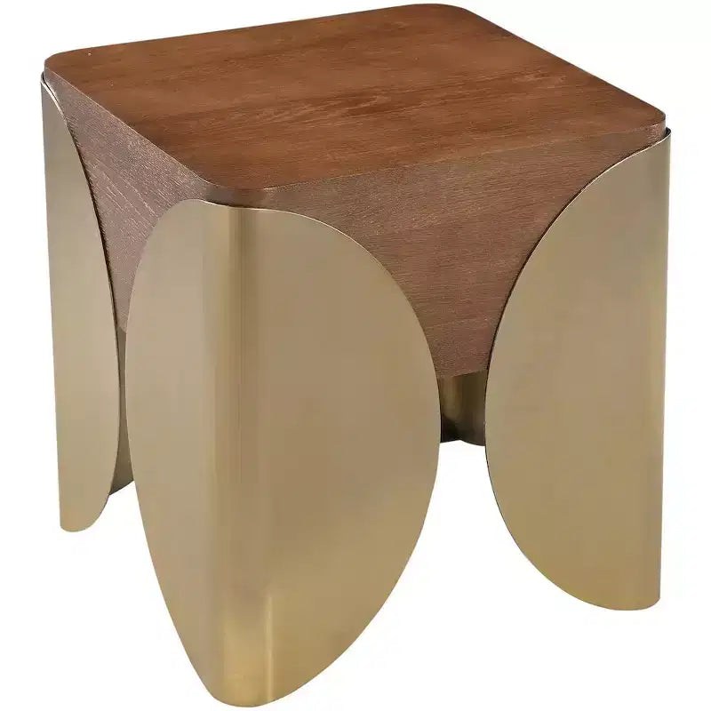 Table d'appoint en chêne brun et fer, design carré Art Déco