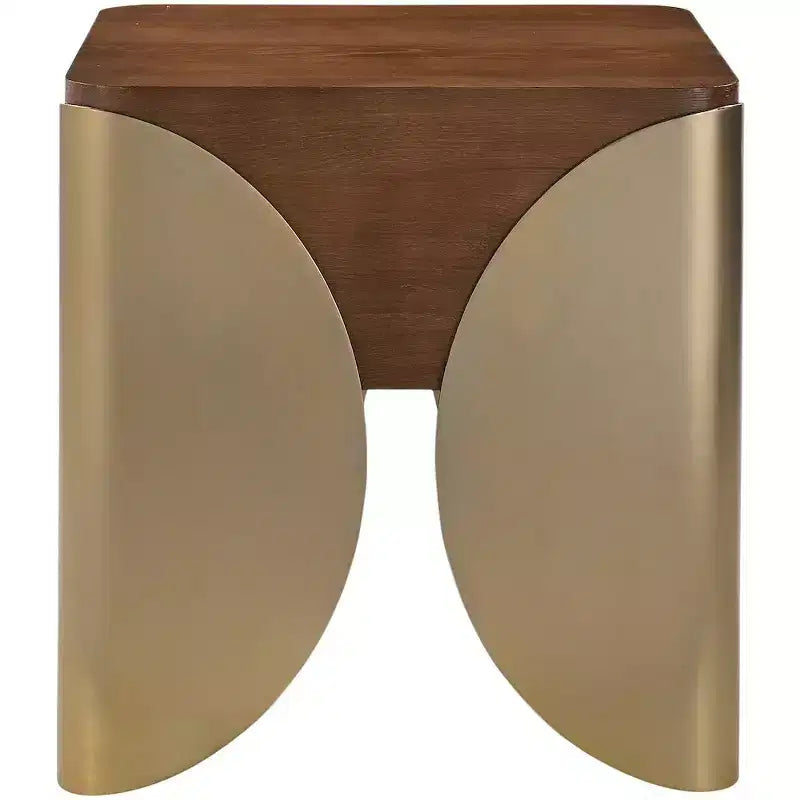 Table d'appoint en chêne brun et fer, design carré Art Déco