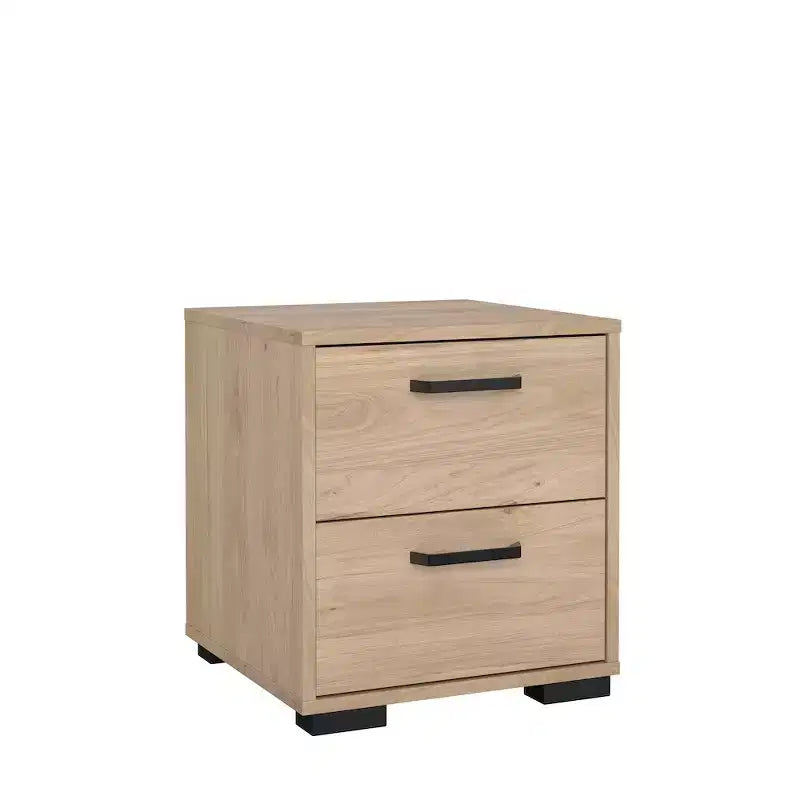 Table de chevet à 2 tiroirs, fini grain de bois de hickory Jackson
