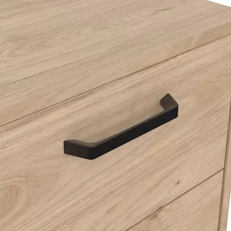 Table de chevet à 2 tiroirs, fini grain de bois de hickory Jackson