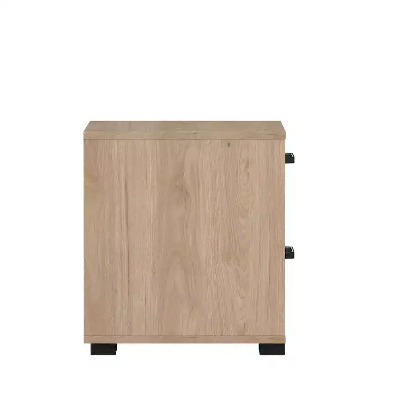 Table de chevet à 2 tiroirs, fini grain de bois de hickory Jackson
