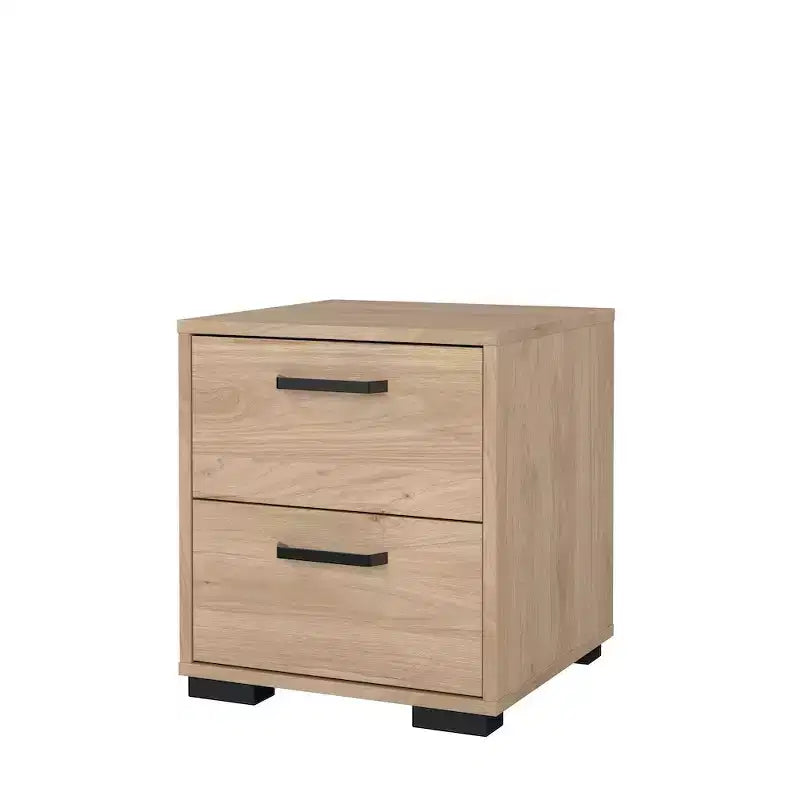 Table de chevet à 2 tiroirs, fini grain de bois de hickory Jackson