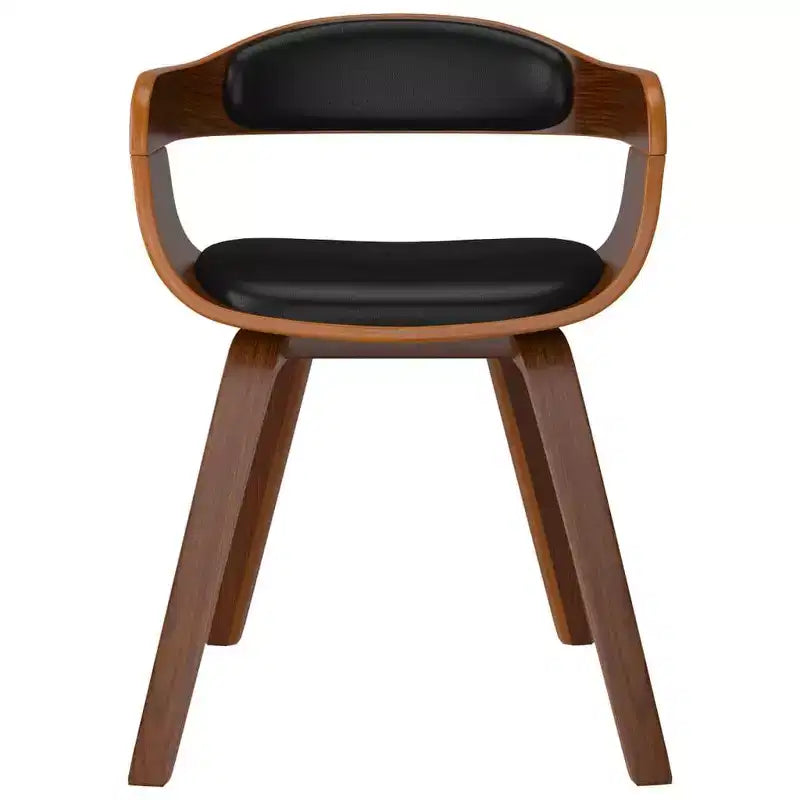Chaise de salle à manger, similicuir noir et bois courbé, lot de 2