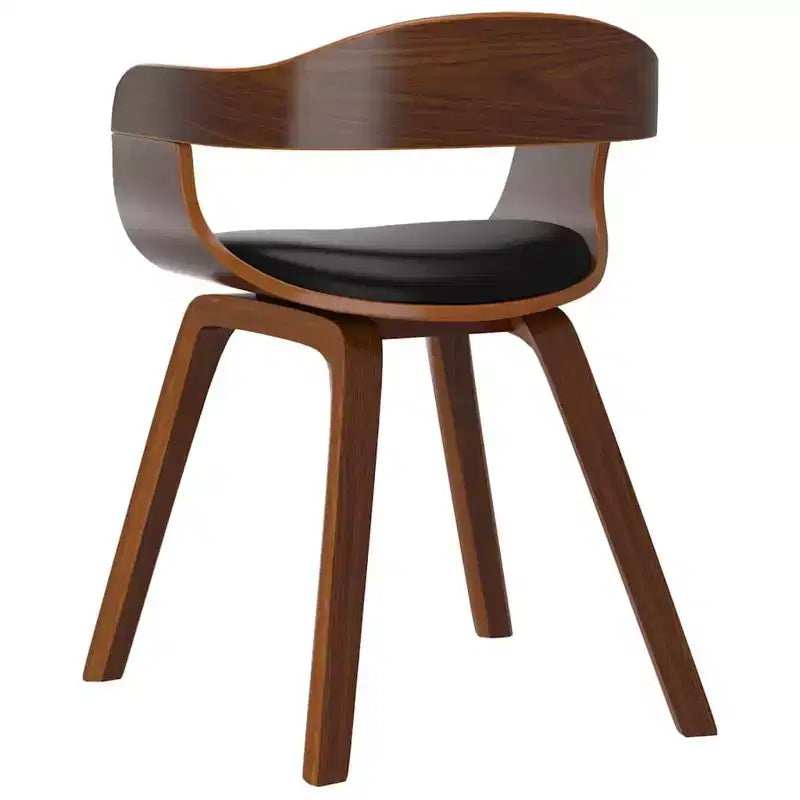 Chaise de salle à manger, similicuir noir et bois courbé, lot de 2