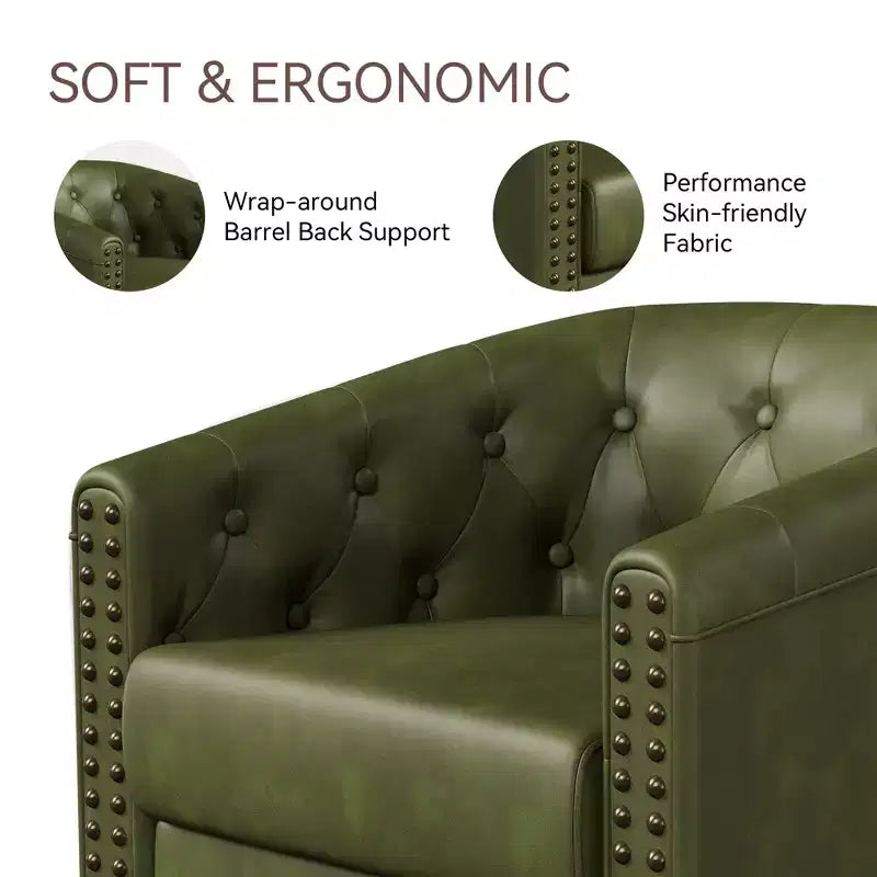 Fauteuil d'appoint pivotant, Fauteuil moderne clouté, Siège de lecture confortable à 360° pour Salon et Chambre à coucher