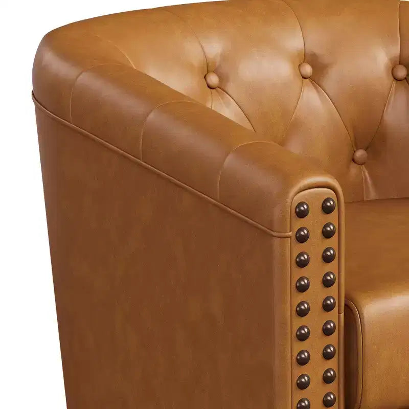 Fauteuil d'appoint pivotant, Fauteuil moderne clouté, Siège de lecture confortable à 360° pour Salon et Chambre à coucher