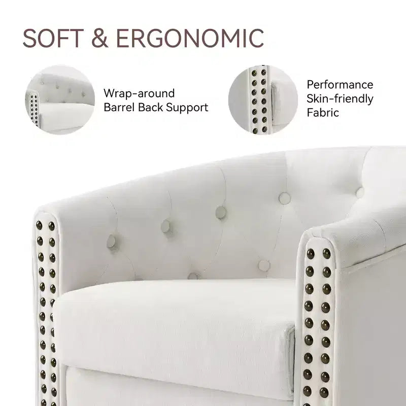 Fauteuil d'appoint pivotant, Fauteuil moderne clouté, Siège de lecture confortable à 360° pour Salon et Chambre à coucher
