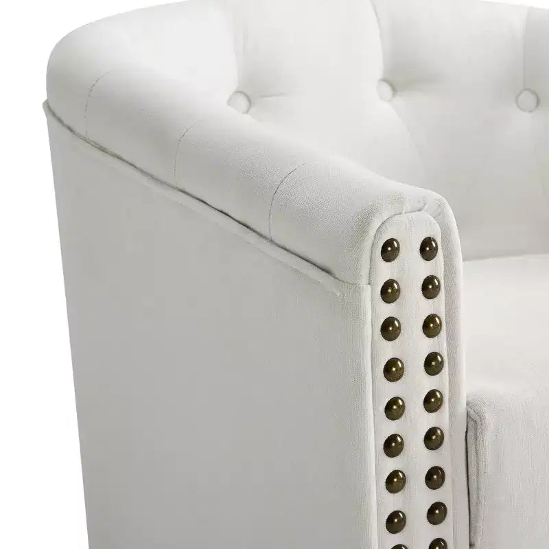 Fauteuil d'appoint pivotant, Fauteuil moderne clouté, Siège de lecture confortable à 360° pour Salon et Chambre à coucher