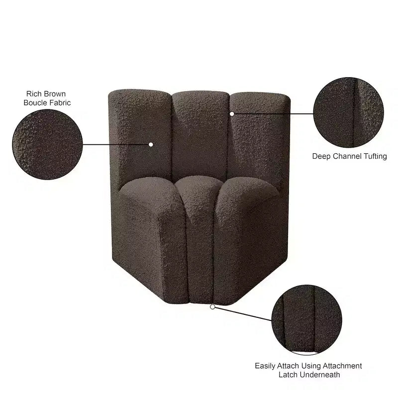 Chaise d'angle courbée en tissu bouclette Meridian Furniture Arc