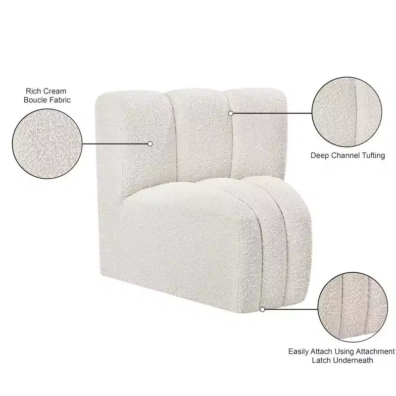 Chaise d'angle courbée en tissu bouclette Meridian Furniture Arc