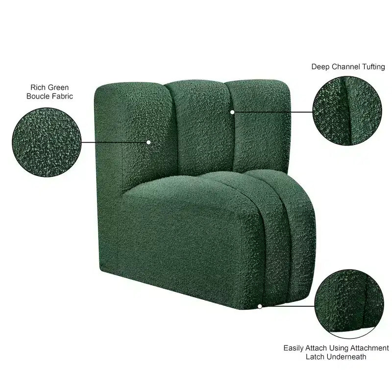 Chaise d'angle courbée en tissu bouclette Meridian Furniture Arc