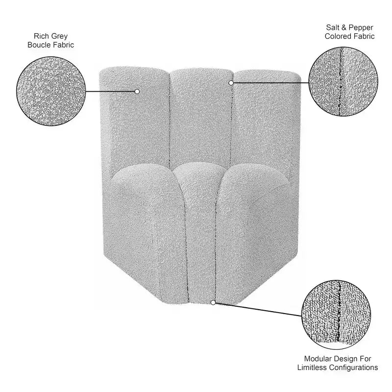 Chaise d'angle courbée en tissu bouclette Meridian Furniture Arc
