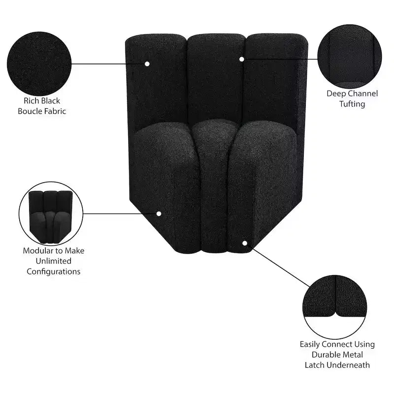 Chaise d'angle courbée en tissu bouclette Meridian Furniture Arc