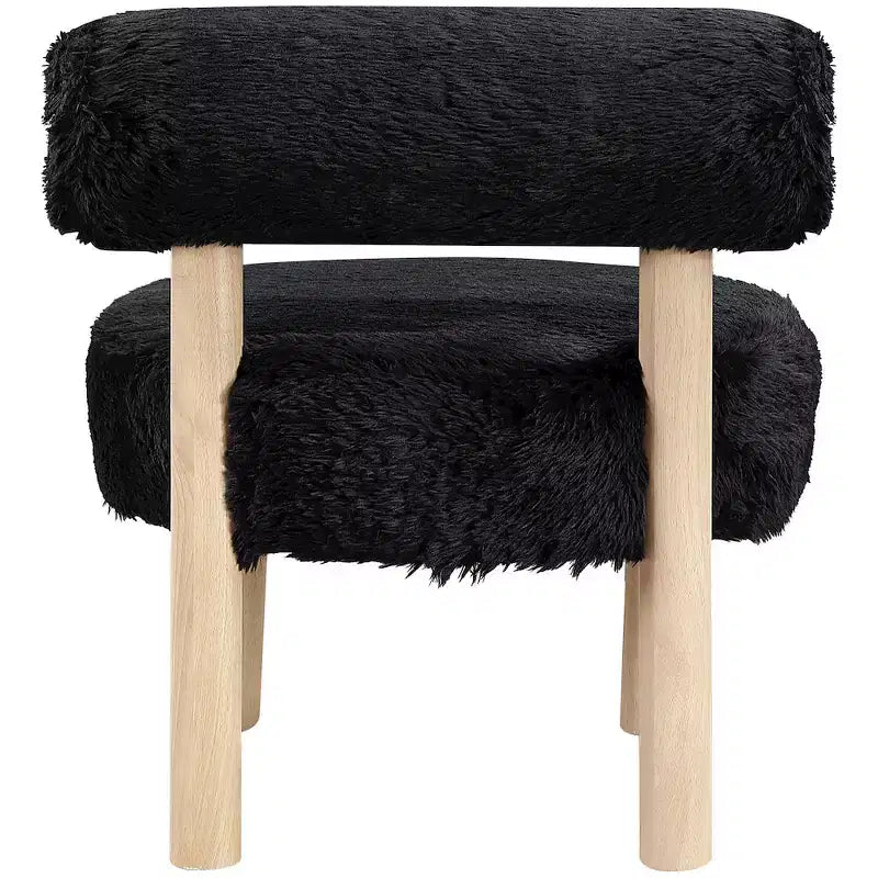 Fauteuil d'appoint en tissu façon shearling végétalien, beige