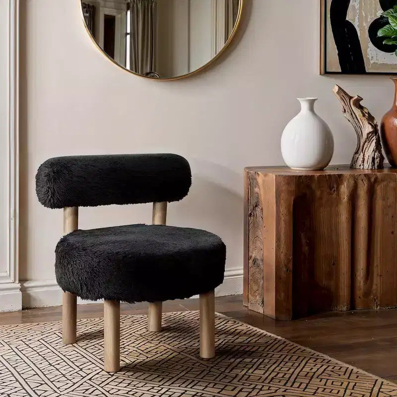 Fauteuil d'appoint en tissu façon shearling végétalien, beige