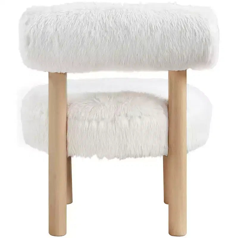 Fauteuil d'appoint en tissu façon shearling végétalien, beige