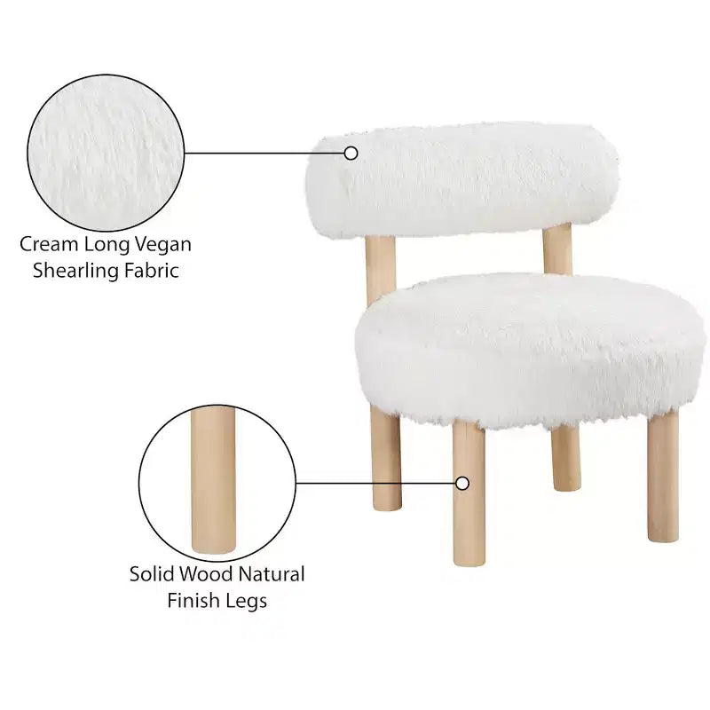 Fauteuil d'appoint en tissu façon shearling végétalien, beige