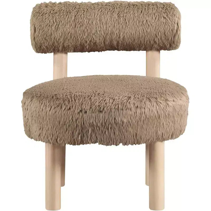 Fauteuil d'appoint en tissu façon shearling végétalien, beige